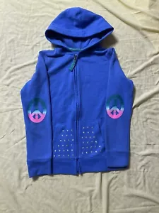 cherokee girls blue peace sign studded hoodie. Size X-large 14-16 - Picture 1 of 11