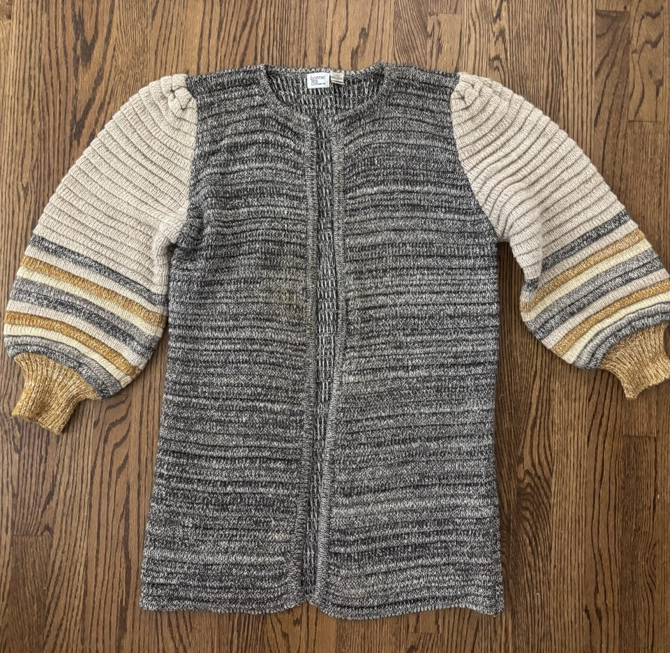 Cárdigan De Colección Años 70 Años 80 Bonnie And Bill Manga Globo Largo Frente Abierto M Foto 1 de 4