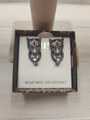 Brincos Bomb Party UNTAMED "Jaguar Kiss" ônix preto em hematita - Imagem 1 de 2