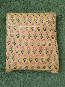 Yellow Floral Print Indian Cotton Fabric Dressmaking Sewing Running Fabric 20 YD - Picture 1 of 4