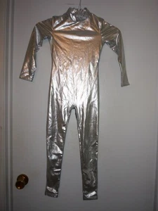 Halloween ARGENTO STRETCH UNITARD--1 pezzo -TG. BAMBINO SM--6-8 - Foto 1 di 5