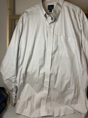 Jos A Banks Men's Travelers 17 1/2 x 35 Button Down Dress Shirt Blue Check NWOT - Image 1 of 2