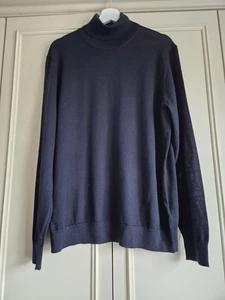 M&S Autograph Extra Fine Merino Wool Roll Neck Jumper Sweater, Dark Navy, Size L - Picture 1 of 7