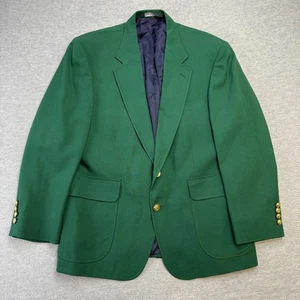 Vintage Lands End Blazer Mens 42S Green Wool Golf Sport Coat Gold Button Jacket - Picture 1 of 23