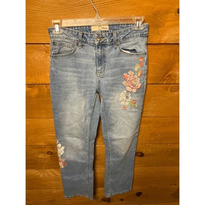 Pantalones de mezclilla cortos florales bordados lavado claro Dittos para mujer talla 10 tendencia boho jardín Foto 1 de 4