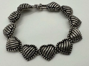 Pewter Heart link bracelet textured - Picture 1 of 5