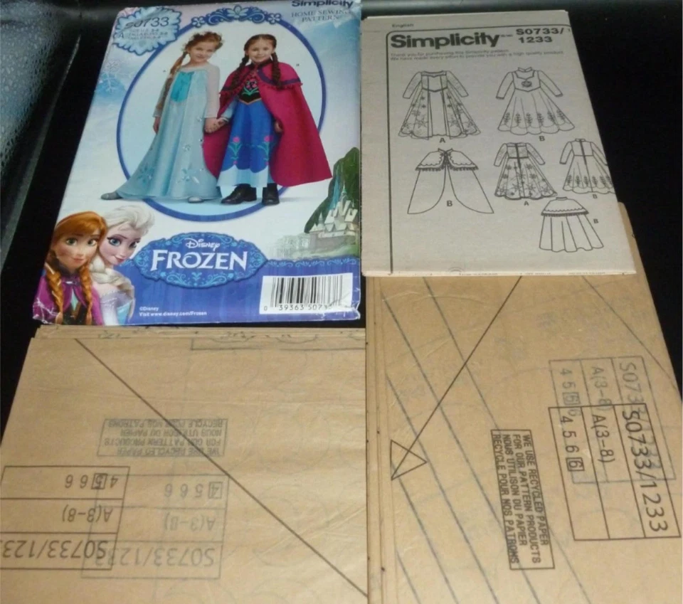 Disney Ann Elsa Frozen Capa Vestido Disfraz Costura PATRÓN Niño 3-8 Halloween Foto 1 de 1