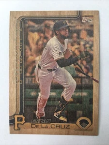 2025 Topps Bryan De La Cruz Wood Parallel SP Insert SP #d 06/25 Case Hit Yankees - Picture 1 of 4