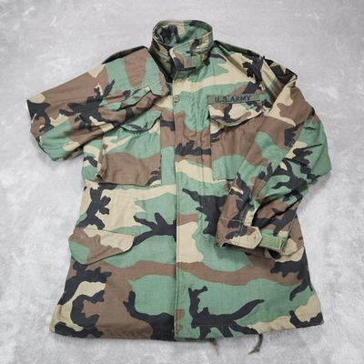 Vintage US Army M65 Field Jacket Mens Small Regular Woodland Camo Coat 80s - Image 1 of 4