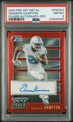 2024 LEAF PRO SET METAL PRO SET POWER AUTO RED #PWOH1 OMARION HAMPTON 2/3 PSA 8 - Image 1 of 2