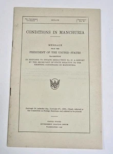 Rare Conditions In Manchuria Herbert Hoover Response To US Senate Resolution 87 - Picture 1 of 11