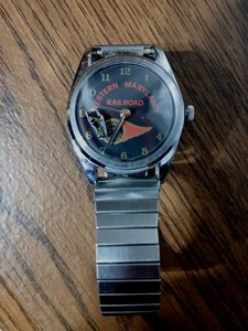 Western Maryland Railroad Train Engine ORIGINAL RARE Watch Wind Up Works Bin1 - Picture 1 of 3