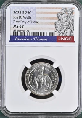 2025 S 25C Ida B. Wells NGC MS 67 First Day of Issue - Image 1 of 2