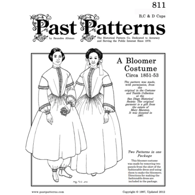 Past Patterns 0811-16-20 - Early 1850s Bloomer Costume Pattern bust size 38"-42" - Image 1 of 2