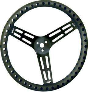 Volante de aluminio ultraligero Longacre 52-56838 perforado 15" de diámetro negro - Imagen 1 de 3