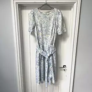 Vestido Laura Ashley Para Mujer UK 12 Multicolor Vintage Pastel Algodón Lino Midi - Imagen 1 de 18