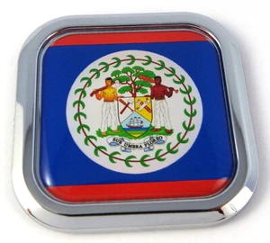 Belize Flag Square Chrome rim Emblem Car 3D Decal Badge Bumper Hood sticker 2" - Foto 1 di 8