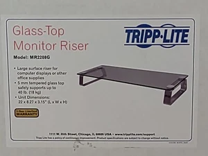 NIOB Tripp•Lite Universal Tempered Glass Monitor Riser Stand Shelf MR2208G - Picture 1 of 5