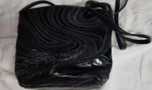 Vintage Sharif Black Leather Handbag Purse Cross Body USA Made Classic - Picture 1 of 10