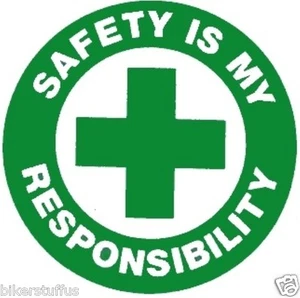 PEGATINA DE CASCO DE SEGURIDAD ES MI RESPONSABILIDAD VERDE SOBRE BLANCO CAJA DE HERRAMIENTAS PEGATINA  - Imagen 1 de 1