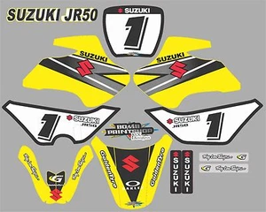 Suzuki JR50 BLACK Graphics Decals Fullset laminated stickers motocross - Picture 1 of 1