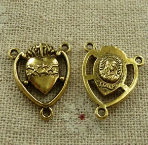 Free Ship 84 pcs Antique gold heart connectors 20x16mm L-4900 - Picture 1 of 4