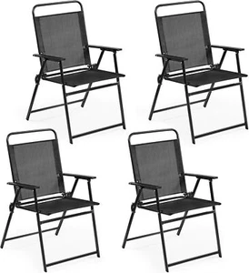 Portable Dining Chairs for Camping, Lawn, Garden and Porch with Metal Frame - Picture 1 of 30