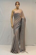 Stylish Sequins Silver Work Grey Saree Chiffon Indian Designer Women Party Sari