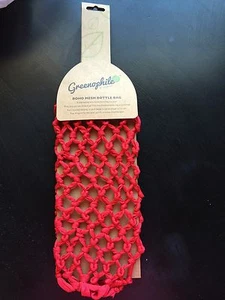 Wine Bottle Bag Boho Mesh Red Handmade - Picture 1 of 3