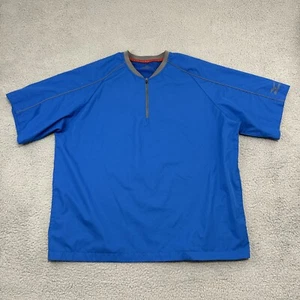Mizuno Men`s Blue Short Sleeve Pullover Baseball Golf Windshirt / Size Large - Picture 1 of 10