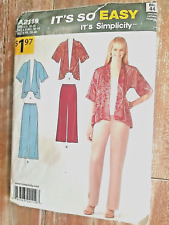 Simplicity Sewing Pattern 2119 Misses Jacket Pants Its so easy Sizes 10-18 Uncut