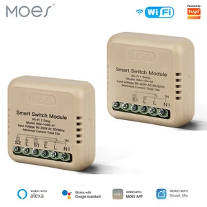 MOES WiFi Mini Smart Wall Light Switch Relay Module 3 Way Alexa Google APP Timer - Picture 1 of 19