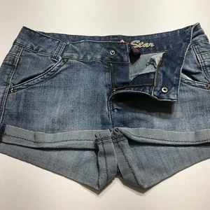 Vanilla Star Short Shorts Juniors Size 11 Cuffed Denim Snap Zip Fly Hot Pants - Picture 1 of 12