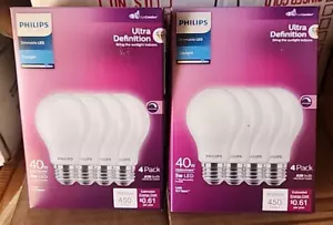 Philips Ultra Definition LED 40W Daylight A19/Dimmable 450 Lumens/8 pack - Picture 1 of 6