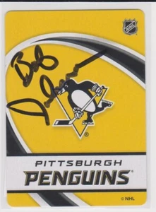 BOB JOHNSON PITTSBURGH PENGUINS 1974-75 GOALIE AUTOGRAPHED PLAYING CARD W/ NOTE - Picture 1 of 1