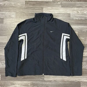 Nike Full Zip Athletic Track Jacket Youth Large Black White Swoosh Logo Classic - Picture 1 of 7