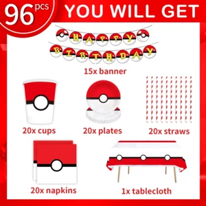 Pokemon Birthday Party Decorations Pokemon Kit Balloons Plates Napkins Banner - Picture 1 of 53