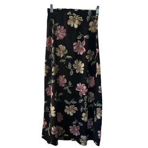 Maxi Falda Vintage My Michelle Talla 5/6 Negra Floral Años 90 Y2K Dobladillo Asimétrico - Imagen 1 de 15