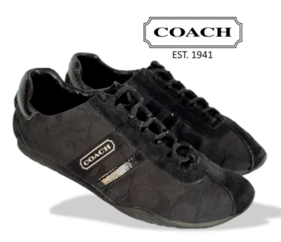 Zapatillas COACH Mujer Talla 6.5 Katelyn Negras Lona Firma C #Q170 Org $75 Foto 1 de 4