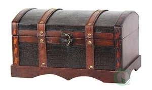 New Vintiquewise Leather Wooden Chest, QI003002 - Picture 1 of 8