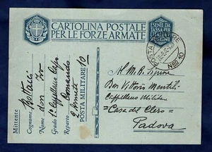 CARTOLINA POSTALE PER LE FORZE ARMATE DEL 1940 N. 10 PER PADOVA - Bild 1 von 2