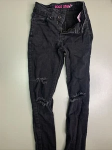 GOGO STAR Kids girls Distressed Black Jeans | size 10 - Picture 1 of 6