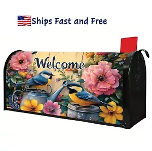 Magnetic Mailbox Cover Wrap Birds Welcome Sign Mailbox Protector Decoration - Picture 1 of 8