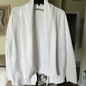 Athleta Gr. M Jacke weiß vorne offen Schalkragen Taschen  - Bild 1 von 7