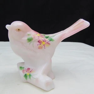 Fenton Rosalene Floral Hand Painted Bird on a Log Branch Special Order 2009 W92 - Picture 1 of 6