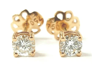 18ct Rose Gold Diamond Stud Earrings Round Brilliant Cut VS 4.4mm Wide 0.64ct - Picture 1 of 11