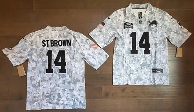 Detroit Lions #14 Amon-Ra St. Brown Stitched Salute to Service F.U.S.E. Jersey - Image 1 of 4