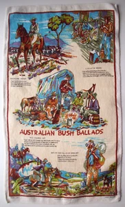 Australian Bush Ballads linen kitchen towel - Picture 1 of 1