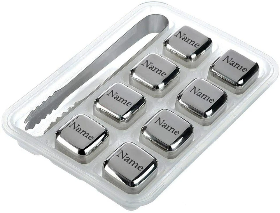 Whiskysteine Set 8 Pezzo Argento Con Incisione Desiderata - Immagine 1 di 4