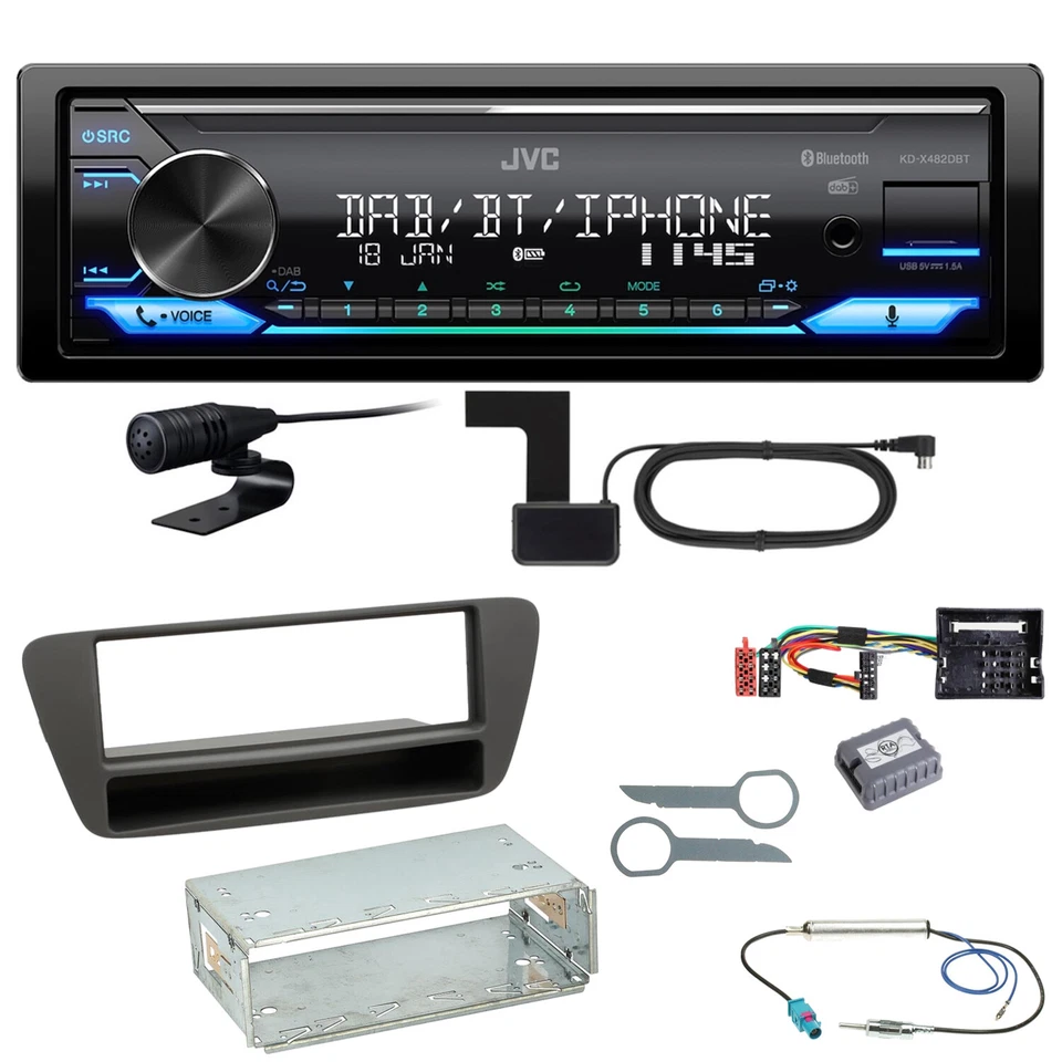 JVC KD-X482DBT Bluetooth Digitalradio DAB+ Einbauset für Audi Q3 8U - Bild 1 von 1